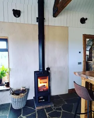 Woodburner put in the strawbale house! ❤️